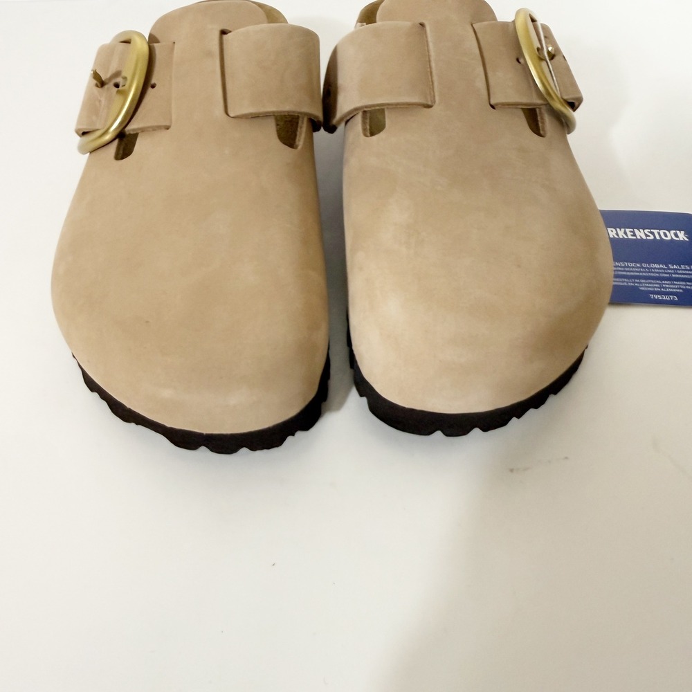 Birkenstock Womens Boston Sandcastle Big Buckle Nubuck Leather Clog Size 8N NWD - Picture 2 of 6